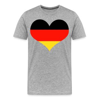 Deutschland Herz schwarz rot gold - Männer Premium Bio T-Shirt - Grau meliert - Vorne - Damien (186cm)