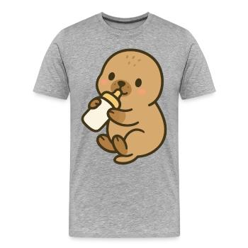 Fläschchenzeit am Meer - Männer Premium Bio T-Shirt - Grau meliert - Vorne - Damien (186cm)