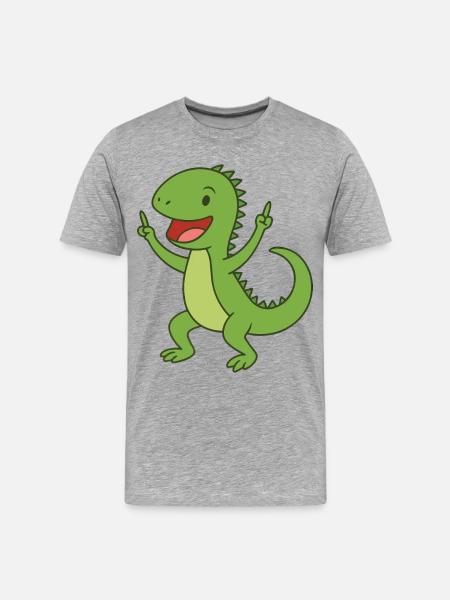 Bébé Iguane de fête - T-shirt bio Premium Homme - gris chiné