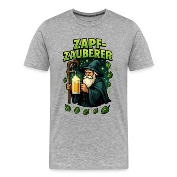 Zapf Zauberer Bier Bierflasche Bierzelt Crew - Männer Premium Bio T-Shirt - Grau meliert - Vorne - Damien (186cm)