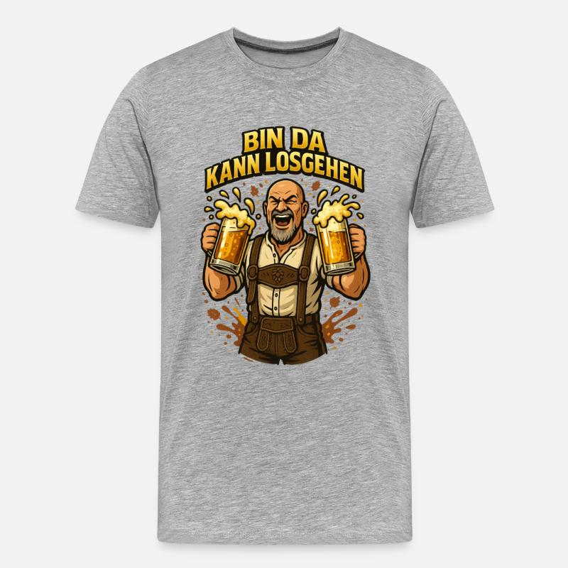 Bier Bierkrug Bierflasche Bierzelt Biergarten - Männer Premium Bio T-Shirt - Grau meliert
