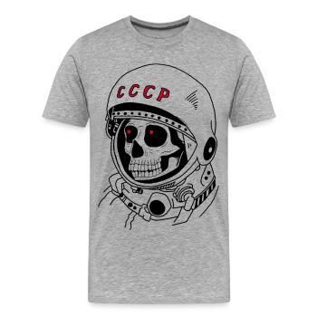 Schädel eines sowjetischen Astronauten - Männer Premium Bio T-Shirt - Grau meliert - Vorne - Damien (186cm)