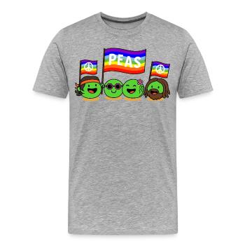 Pois et amour, jeu de mots drôle sur les pois hippies - T-shirt bio Premium Homme - gris chiné - Devant - Damien (186cm)