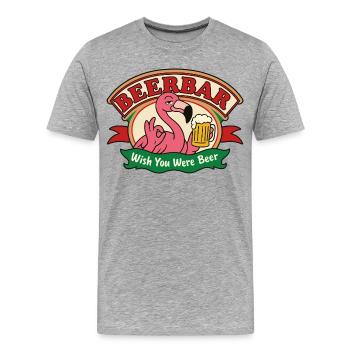 Flamant rose au robinet - T-shirt bio Premium Homme - gris chiné - Devant - Damien (186cm)