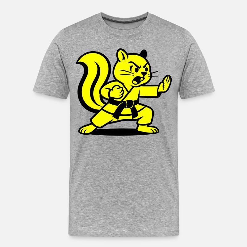Karate Eichhörnchen! - Männer Premium Bio T-Shirt - Grau meliert