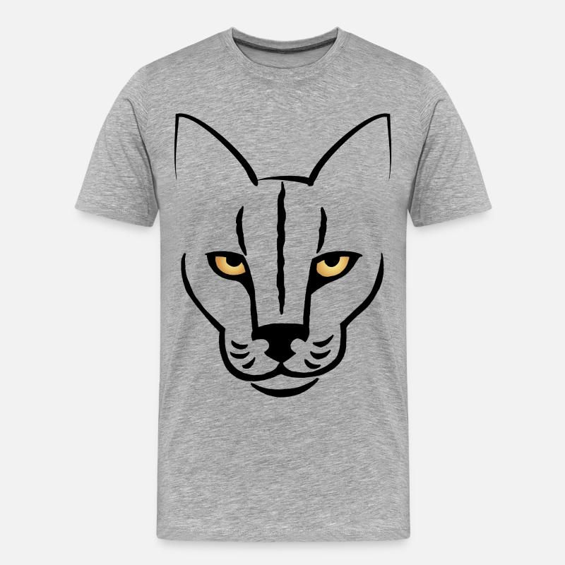 Der Blick der Katze - Männer Premium Bio T-Shirt - Grau meliert