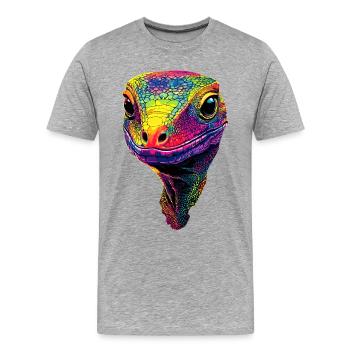 Monitor lizard, reptile, Komodo dragon, banded monitor lizard, lizard - Men's Premium Organic T-Shirt - heather grey - Front - Damien (186cm)