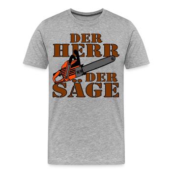 Le Seigneur de la Scie , Tronçonneuse , Tronçonneuse ....... - T-shirt bio Premium Homme - gris chiné - Devant - Damien (186cm)