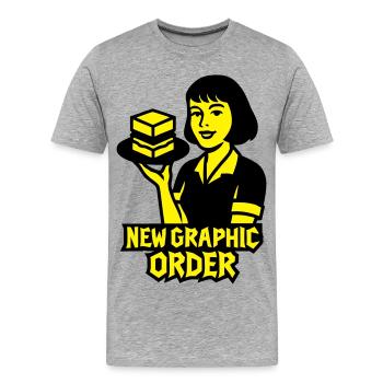 New Graphic Order #1 - Männer Premium Bio T-Shirt - Grau meliert - Vorne - Damien (186cm)