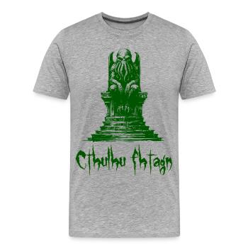 Statue von Cthulhu - Männer Premium Bio T-Shirt - Grau meliert - Vorne - Damien (186cm)