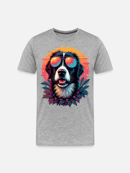 Tropical dog with sunglasses - Men's Premium Organic T-Shirt - heather grey