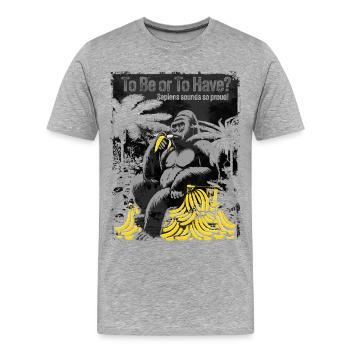 Primal Ape with Banana Pile - Men's Premium Organic T-Shirt - heather grey - Front - Damien (186cm)