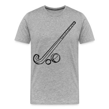 Field hockey stick and ball - Men's Premium Organic T-Shirt - heather grey - Front - Damien (186cm)