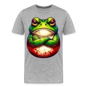 Frog - Crossed Arms - Nope - Bad Mood - Men's Premium Organic T-Shirt - heather grey - Front - Damien (186cm)