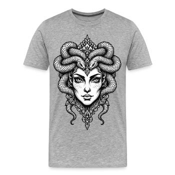 Méduse - T-shirt bio Premium Homme - gris chiné - Devant - Damien (186cm)
