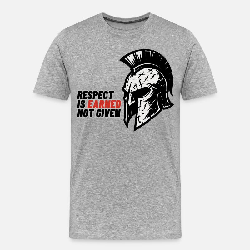 Respect Is earned not given – Spartanerhelm - Männer Premium Bio T-Shirt - Grau meliert