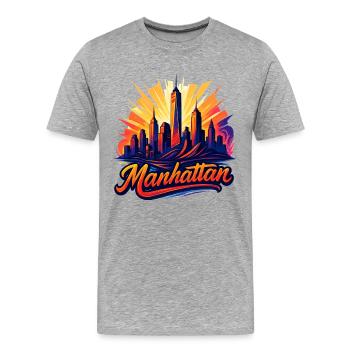 Manhattan City New York Silhouette Cadeau - T-shirt bio Premium Homme - gris chiné - Devant - Damien (186cm)