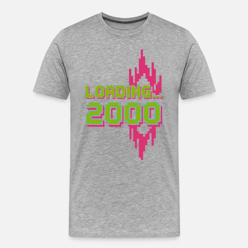 Retro Pixel Loading 2000 Design - Männer Premium Bio T-Shirt - Grau meliert