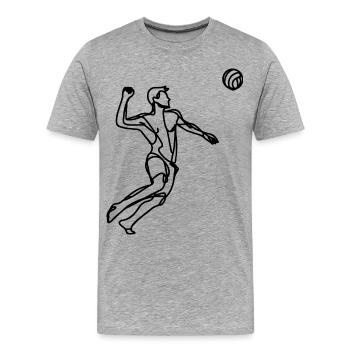 Joueur de beach-volley Dessin - T-shirt bio Premium Homme - gris chiné - Devant - Damien (186cm)