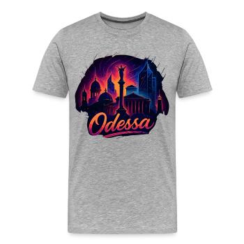 Ville d’Odessa Ukraine Perle au bord de la mer Cadeau - T-shirt bio Premium Homme - gris chiné - Devant - Damien (186cm)