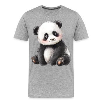 Süßer Baby Panda - Männer Premium Bio T-Shirt - Grau meliert - Vorne - Damien (186cm)