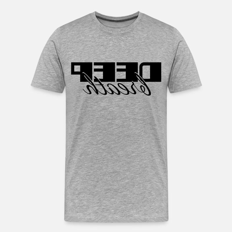 Deep Breath Elegantes Selbstfürsorge-Skriptdesign - Männer Premium Bio T-Shirt - Grau meliert