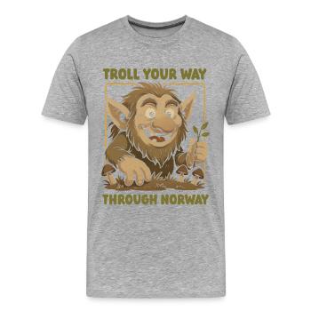 Norvège Troll Fantasy Fable Culture nordique - T-shirt bio Premium Homme - gris chiné - Devant - Damien (186cm)