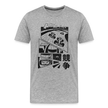 Pilote de course au volant d'une voiture de F1  - T-shirt bio Premium Homme - gris chiné - Devant - Damien (186cm)