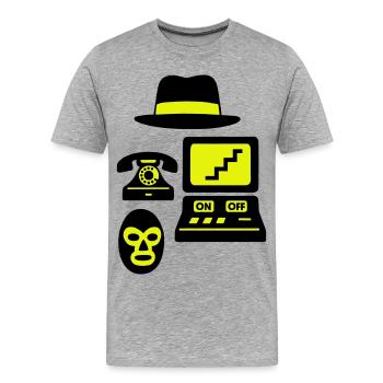 Strange Icons - Männer Premium Bio T-Shirt - Grau meliert - Vorne - Damien (186cm)