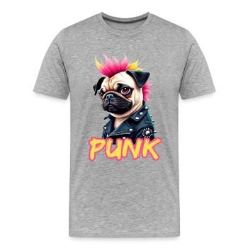 Punk Carlin avec mohawk et veste en cuir pour - T-shirt bio Premium Homme - gris chiné - Devant - Damien (186cm)