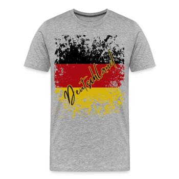 Deutsche Grunge-Flagge, deutscher Stolz - Männer Premium Bio T-Shirt - Grau meliert - Vorne - Damien (186cm)