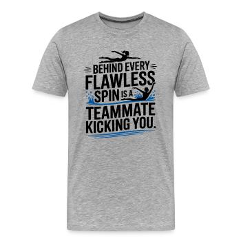 Derrière chaque coéquipier de Spin Swimming sans faute - T-shirt bio Premium Homme - gris chiné - Devant - Damien (186cm)