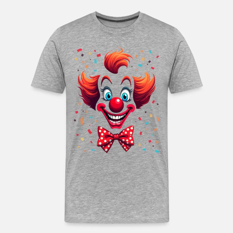 Frecher Clown mit Konfetti Design - Männer Premium Bio T-Shirt - Grau meliert
