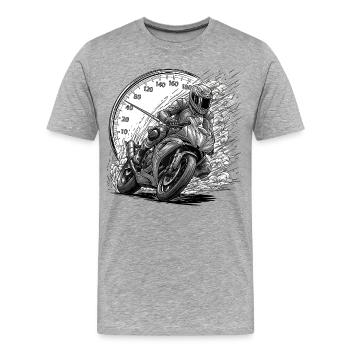 Biker, der von Geschwindigkeit angetrieben wird - Männer Premium Bio T-Shirt - Grau meliert - Vorne - Damien (186cm)
