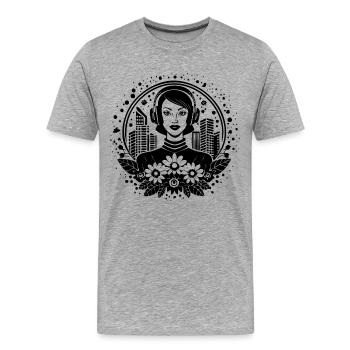 Underground Szene Passage – Frau mit Kopfhörer - Männer Premium Bio T-Shirt - Grau meliert - Vorne - Damien (186cm)