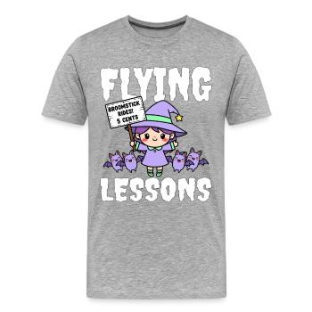 FLUGSTUNDEN - HEXE HALLOWEEN - Männer Premium Bio T-Shirt - Grau meliert - Vorne - Damien (186cm)