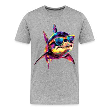 Shark Shark Tiger Shark Diver Cute Sharks Great White Shark - Men's Premium Organic T-Shirt - heather grey - Front - Damien (186cm)