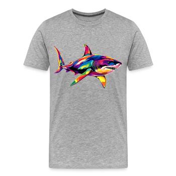 Shark Shark Tiger Shark Diver Cute Sharks Great White Shark - Men's Premium Organic T-Shirt - heather grey - Front - Damien (186cm)