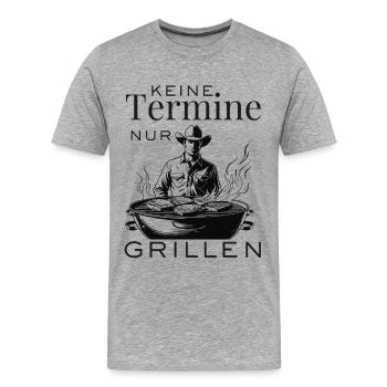 Grill instead of calendar – freedom only grilling - Men's Premium Organic T-Shirt - heather grey - Front - Damien (186cm)