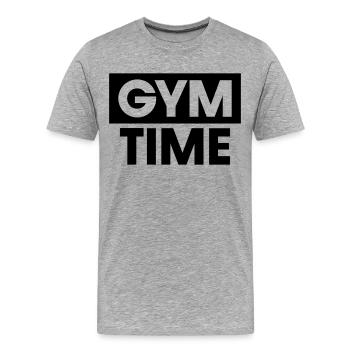 Zeit im Fitnessstudio - Männer Premium Bio T-Shirt - Grau meliert - Vorne - Damien (186cm)