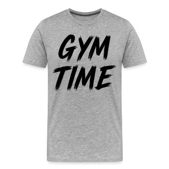 Zeit im Fitnessstudio - Männer Premium Bio T-Shirt - Grau meliert - Vorne - Damien (186cm)