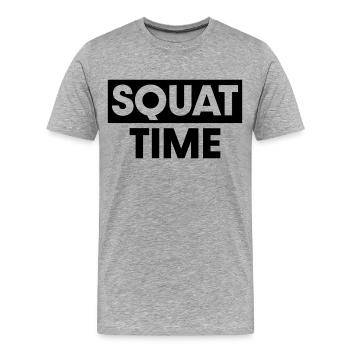 Squat Time - Men's Premium Organic T-Shirt - heather grey - Front - Damien (186cm)