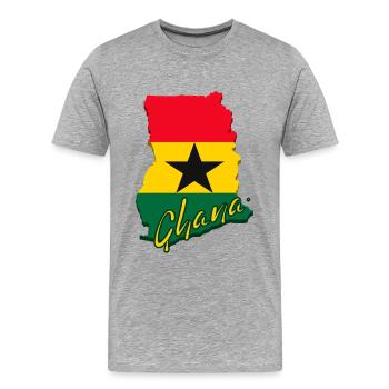Carte du Ghana, drapeau du Ghana - T-shirt bio Premium Homme - gris chiné - Devant - Damien (186cm)