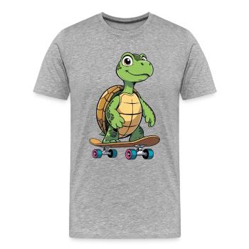 Cheeky Turtle Skateboard - Men's Premium Organic T-Shirt - heather grey - Front - Damien (186cm)