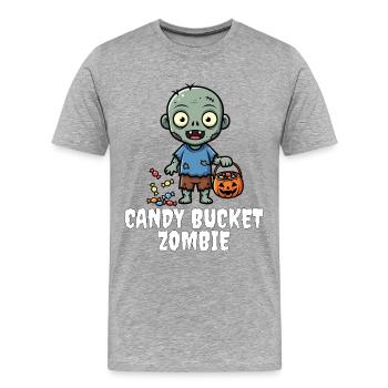 CANDY BUCKET ZOMBIE - ZOMBIE HALLOWEEN - Men's Premium Organic T-Shirt - heather grey - Front - Damien (186cm)