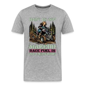 Course dans la boue La saleté est mon maquillage J'adore la boue - T-shirt bio Premium Homme - gris chiné - Devant - Damien (186cm)