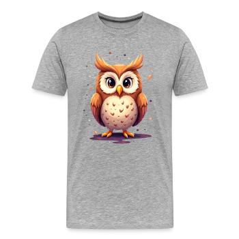Niedliche Eule mit großen Augen - Männer Premium Bio T-Shirt - Grau meliert - Vorne - Damien (186cm)