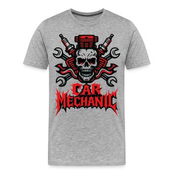 Car Mechanic Heavy Metal - Männer Premium Bio T-Shirt - Grau meliert - Vorne - Damien (186cm)