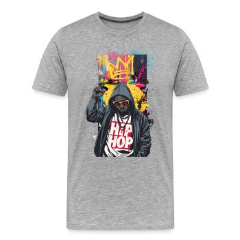 Rappeur urbaine avec graffiti coloré - T-shirt bio Premium Homme - gris chiné - Devant - Damien (186cm)
