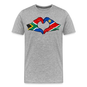 Südafrika Namibia Flagge Herz used - Männer Premium Bio T-Shirt - Grau meliert - Vorne - Damien (186cm)